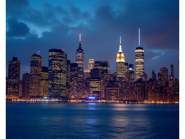 New York City skyline at dusk, a bustling city and adventure destination.