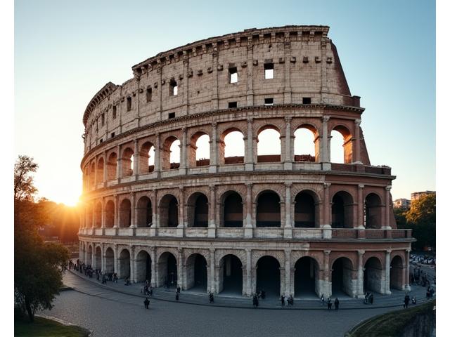 Ancient Colosseum in Rome, Italy, a historical symbol for a cultural city break.